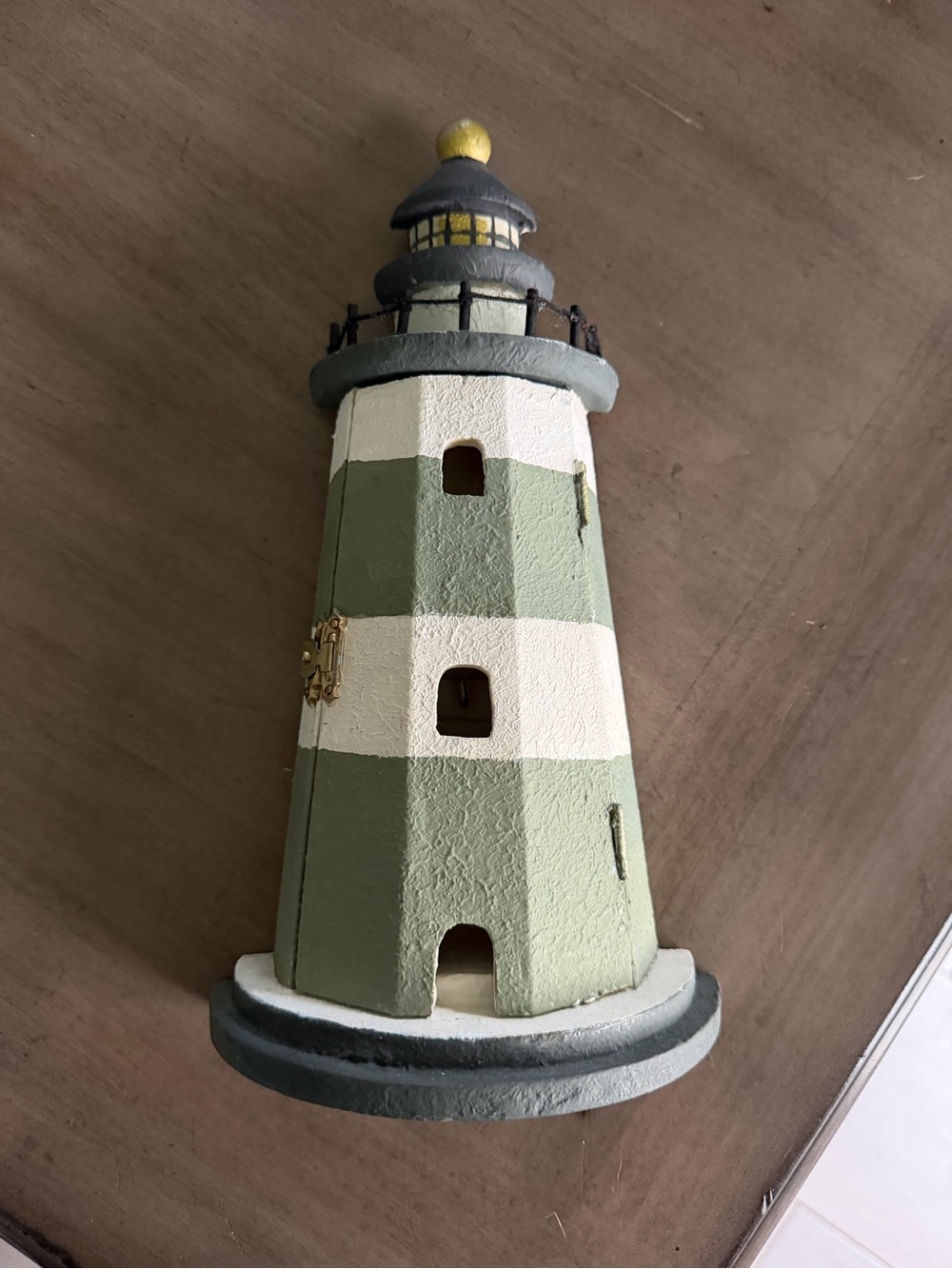 Wooden Lighthouse Key Holder Cabinet Nautical Coastal Wall Decor 12”